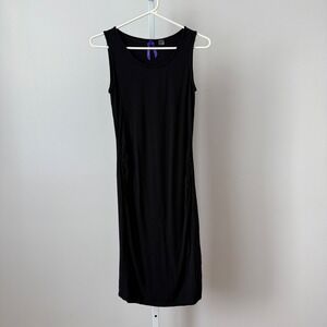 Seraphine Black Ruched Side Tank Dress Midi Maternity S